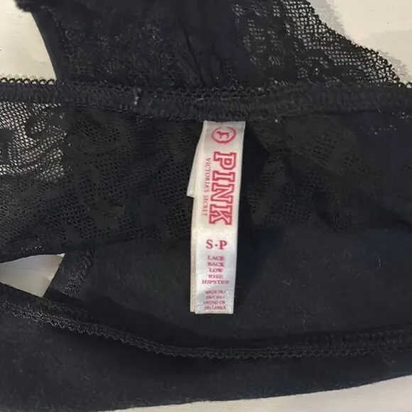 PINK Victoria's Secret Black Lace Panties hipster size small - Picture 3 of 5
